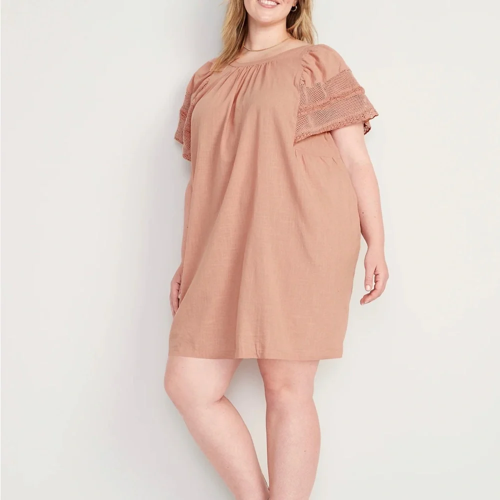 Women’s Old Navy  Flutter-Sleeve Tie-Back Mini Swing Dress Size 4X New with Tags - Picture 2 of 4